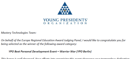 YPO Europe Award 